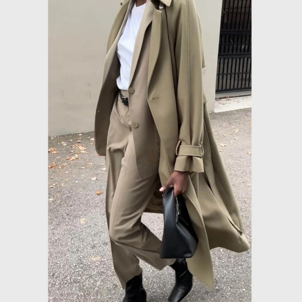NWOT Oak+Fort Oversized Trench Coat - Dusky Green